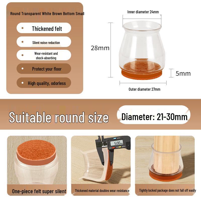 Reinforced Non-Slip Silent Chair and Table Leg Covers with Wear-Resistant Foot Pads