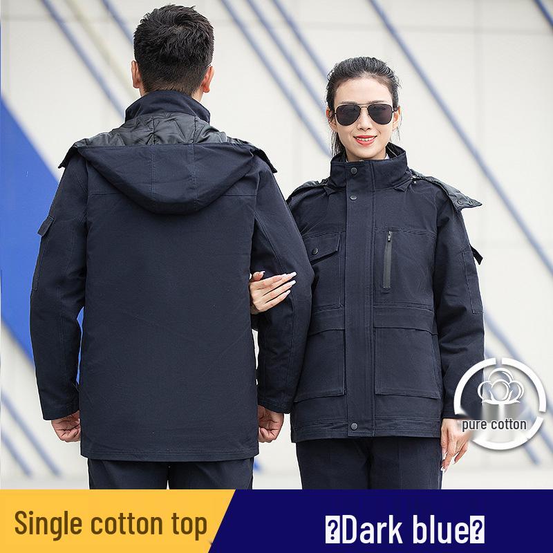 

Мужская зимняя рабочая одежда с хлопковой подкладкой: Прочный, Грязеотталкивающий, Утепленный, Идеален для логистики и строительства XXXXL темно-синий