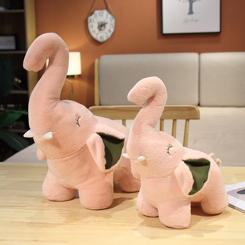 28cm/11.02in Elephant Plush Toy Doll Pink and Gray Happy Elephant for Kids&Girlfriend Holiday Birthday Xmas Gifts Home Decor