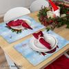 4pc Christmas Ball Printed Placemat Waterproof Anti Hot Holly Berry Pattern Placemat Holiday Decoration
