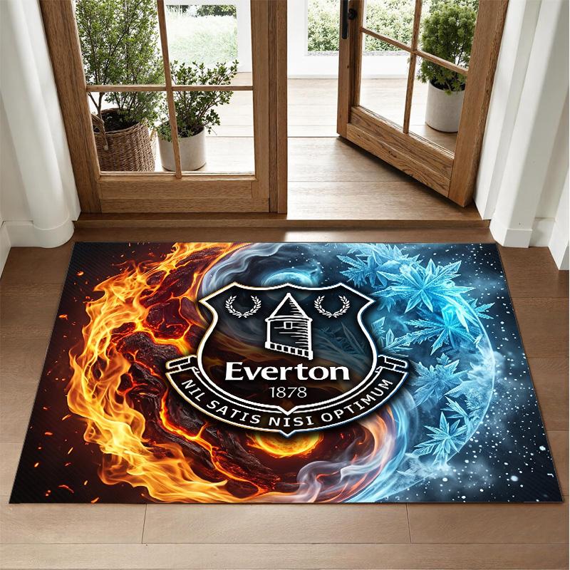Everton Football Design Crystal Velvet Rug Soft Decorative Mat for Bedroom Entrance