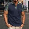American New Summer Outdoor Camouflage Color Matching Men's Lapel Pocket Button POLO Shirt Short Sleeve