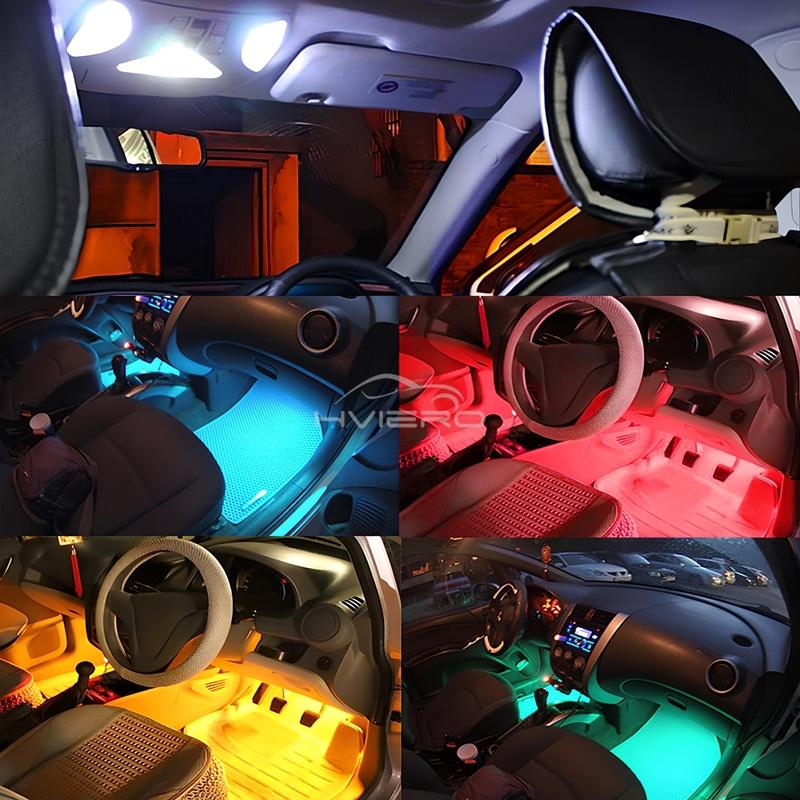 2Pcs RGB 6SMD Roof Dome interior Reading Lamp C5w Car Remote Controlled Atmosphere Led Welcome Lights Turn Signal Trunk Bulb 12V