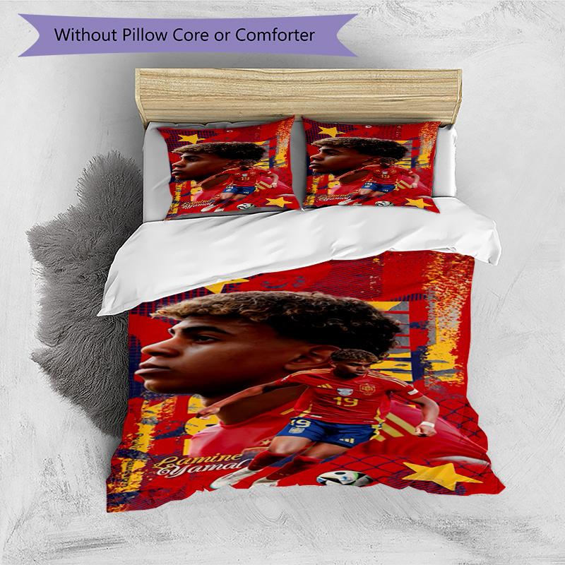 Lamine Yamal Spanish Football Player Bedding Set,Premium Bed Linen for Bedroom Home Decoration,Perfect Collectible Gift for Messi Fans,Easy Care Duvet