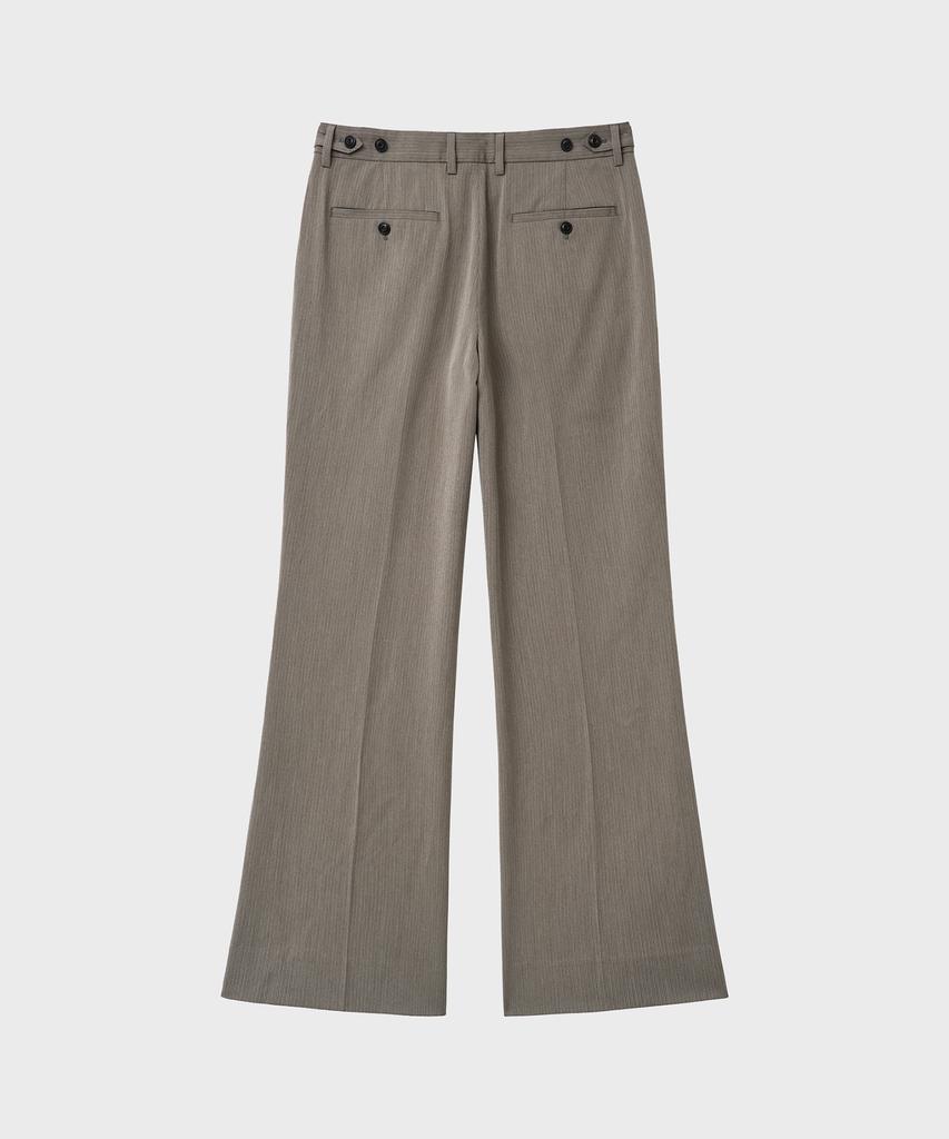 NOIRER Pinstripe Flare Slacks (Khaki Beige)