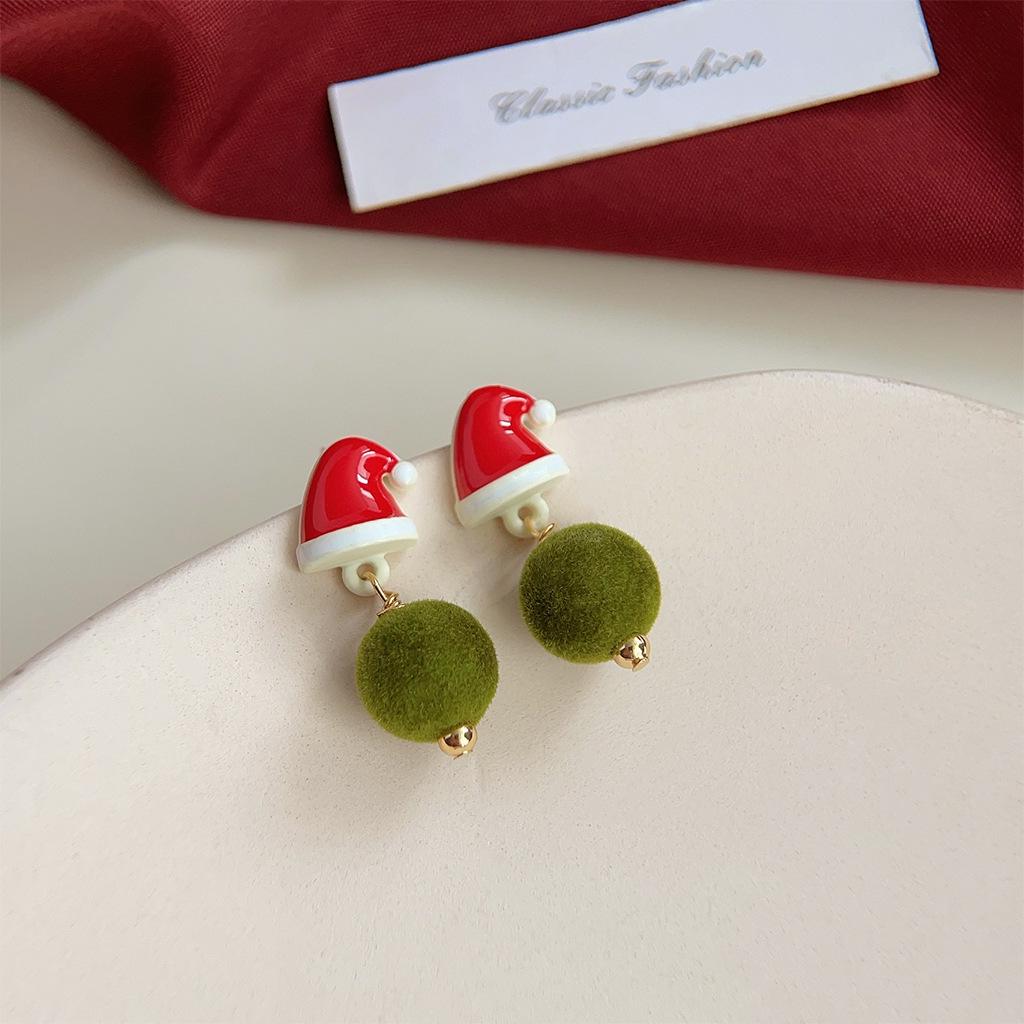 Christmas Bell & Tree Drip Oil Stud Earrings - Cute Niche Design for Women
