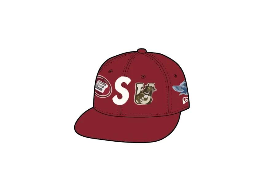 777157 Supreme Mascots S Logo New Era  Dark Red 8