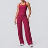 Brushed Lettering Racerback Sports Vest and Quick-Drying Yoga Pants Set