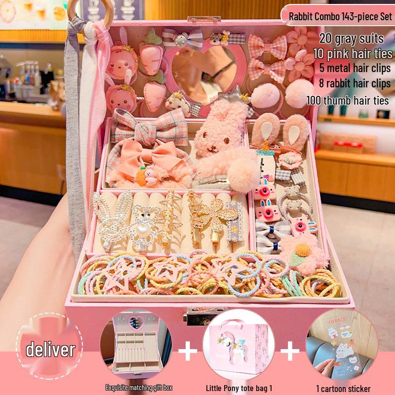 

Подарунковий набір дитячих аксесуарів для волосся: Милі шпильки для волосся, Принцесова скринька для коштовностей, Пов язки на голову та гумки для волосся на день народження