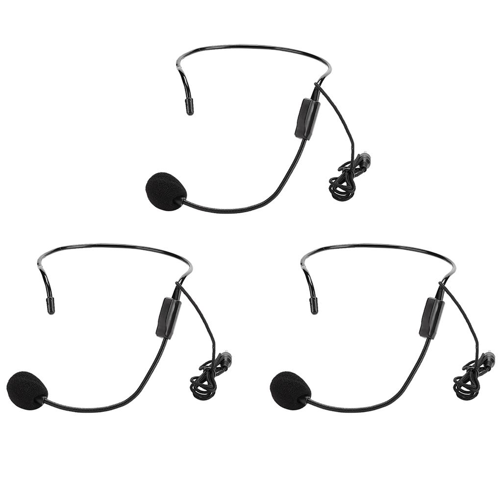 3Pcs 3.5 mm Screw Plug Wired Head Condenser Microphone Headset Mic for Shopping Guide Guider