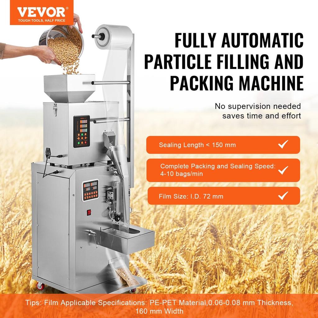 Automatic Particle Packaging Machine, 0.002-0.22lbs/1-100g, Multi-Function Pouch Powder Sachet Weighting Filling Packing Machine, Powder Filler