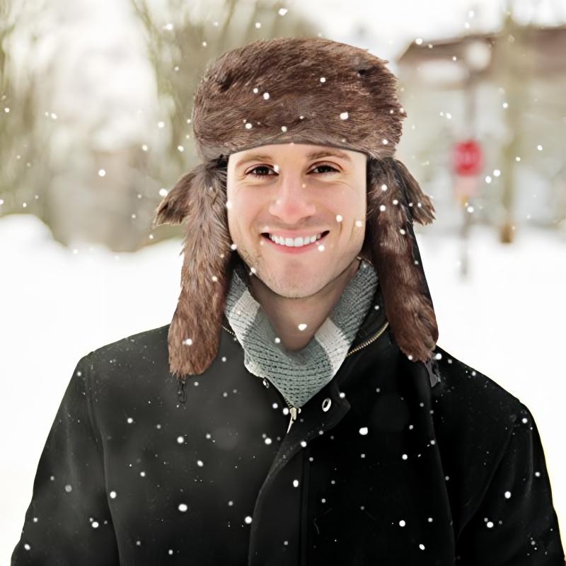 Cappello da caccia da uomo, paraorecchie in finta pelliccia, Cappello da caccia invernale caldo, Cappello da aviatore, Cappello da pesca sul ghiaccio, Cappello da sci