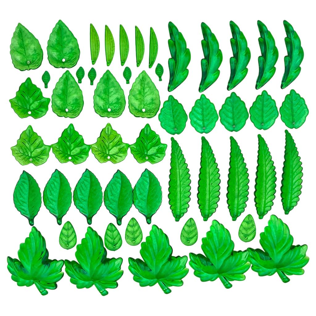 40/50/60 Buc. Farmece Delicate Acrilice Verzi Transparente în Formă de Frunză cu Găuri, Stiluri Variate pentru Accesorii DIY de Artizanat Bijuterii