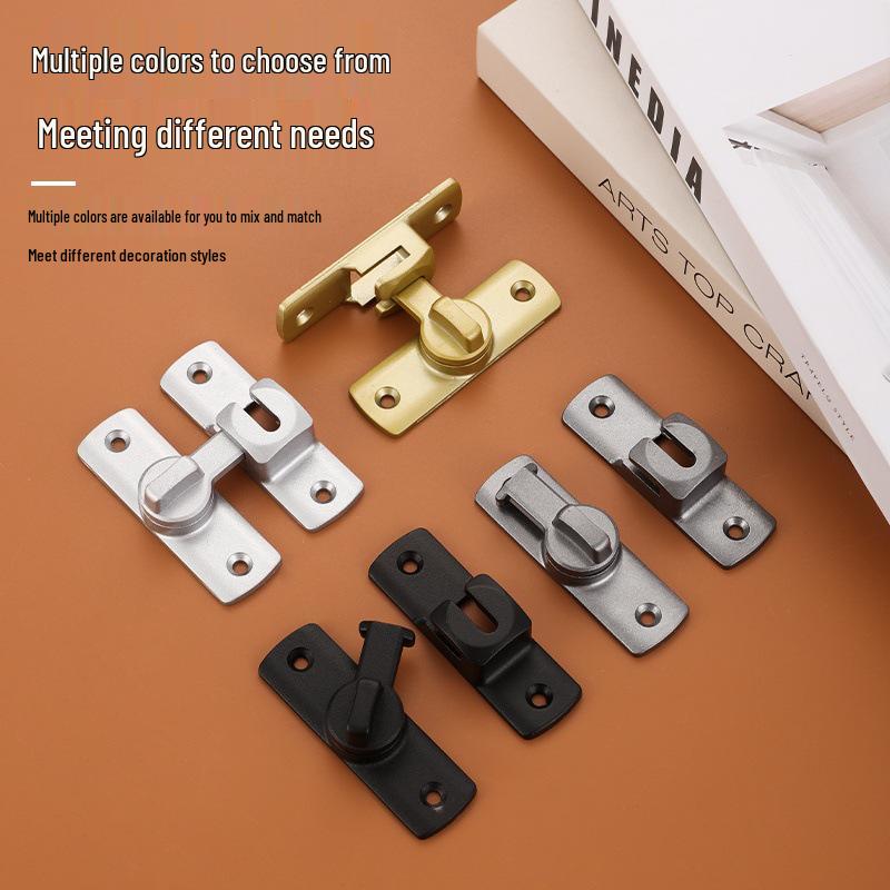 Aluminum Alloy 90°/180° No-Drill Anti-Theft Door Latch for Bathroom.
