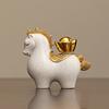 Horse Ornament for Prosperity, Handcrafted Resin Table Décor with Spinnable Gold Ingots and Gourds, Fortunate Feng Shui Present