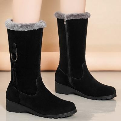 2025 Nouvelles Bottes pour Femmes Mode Bottes Mi-mollet Peluche Chaud Botte de Neige Bottes à Plateforme Compensée pour Femmes Hiver Botte en Coton Botas Mujer