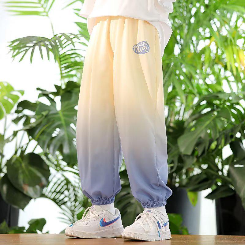 Boys' 2023 Summer Gradient Quick-Dry Ice Silk Anti-Mosquito Loose Sports Pants