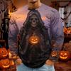Men's Halloween Print Long Sleeve Tee Neck Fashion Top
