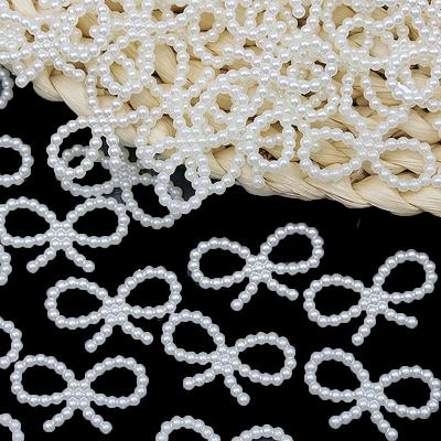 (100Pcs/pack)17*29mm Resin Imitation Pearl Bow Jewelry Accessories Hollow Phone Case Decoration Material Diy  Holiday Decoration