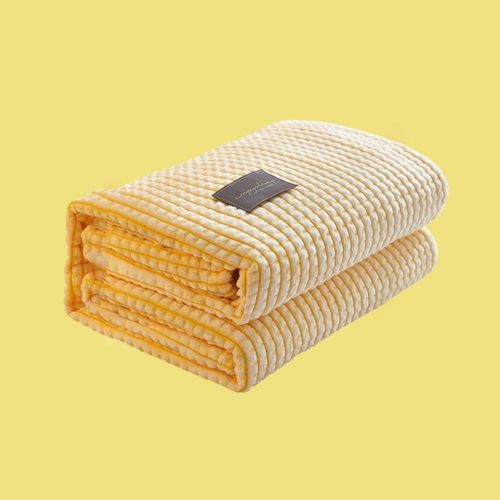 

Solid Color Plaid Coral Fleece Blanket Breathable Sofa Blanket Bedding Textiles Nap Blanket Summer S жёлтый