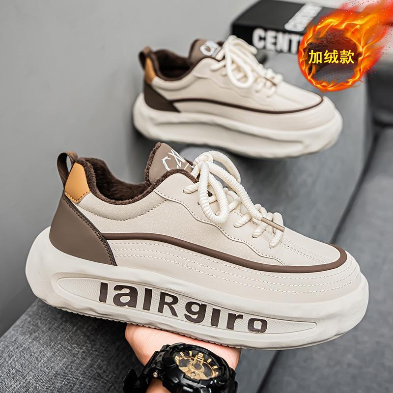 Мужские туфли зимние бархатные два хлопковые туфли модный бренд универсальные повседневные туфли для серфинга мужские кожаные водонепроницаемые спортивные туфли для папы на платформе 39 4155₽