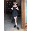 French Temperament Atmosphere Sleeveless Rose Suspender Dress Women's Summer Ruffle Edge Irregular Trailing Long Dress
