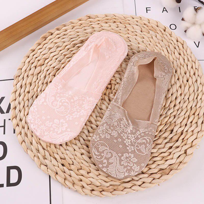 1/4 Pairs Fashion Women Girls Summer Socks Style Lace Flower Short Sock Antiskid Invisible Ankle