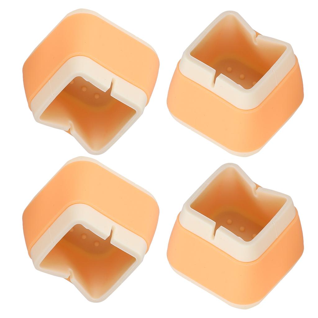 4 Peças Protetores de Silicone para Móveis 3,3x3,9x3,9cm Antiderrapantes Capas para Pés de Cadeira Mesa(laranja )