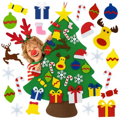 Felt Christmas Tree with Turnip Decorations for Children, Artificial Felt Christmas Decorations, Diy