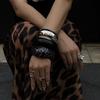 Textur Grobgliedrige Armbänder Damen Leopard Holz Handring Kreativ Harz Übertreiben Armreifen Mädchen