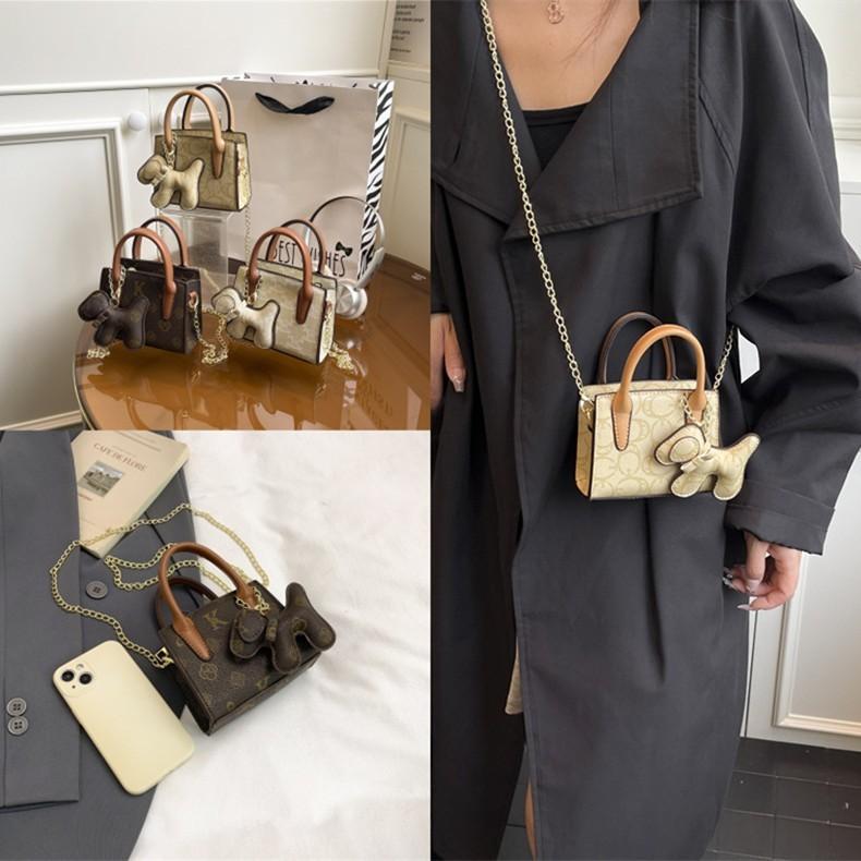 Canvas Vintage Print Small Square Bag With Zipper Closure For Daily Use
