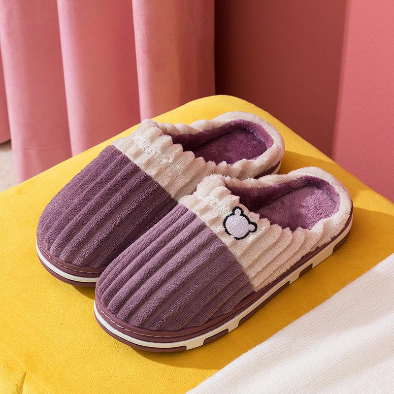 Cotton slippers home warmth non-slip plush home cotton slippers