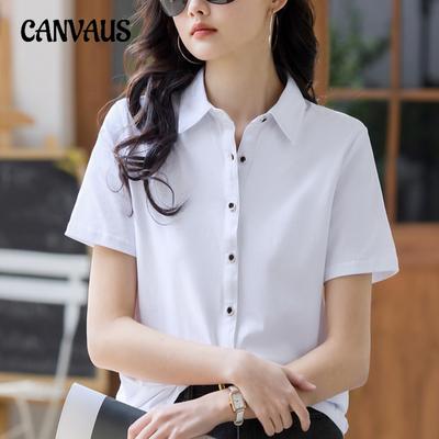 Summer Women's Shirt Button Lapel Short Sleeve Top