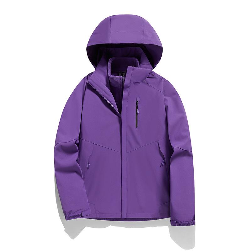 Unisex Color Block 3-in-1 Hooded Windproof Jacket with Detachable Down Liner