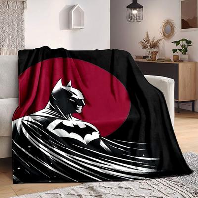 1pc Batmask RedCircle Flannel Throw Blanket Lightweight Soft Warm All Season Blanket for Sofa, Bed, Travel,L1028074