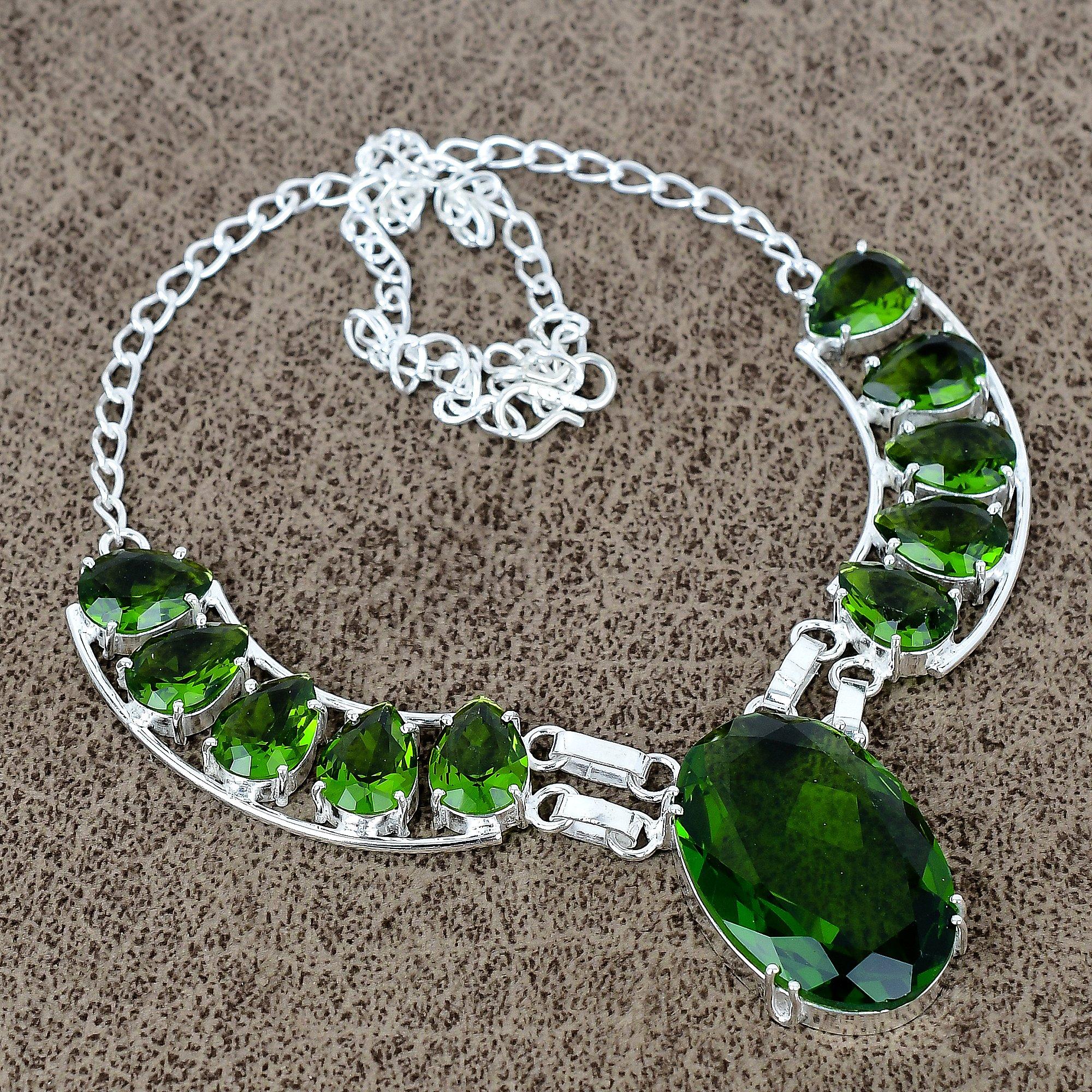 

Перидот Дорогоцінний Камінь Ручна Робота Срібло 925 Проби Ювелірний Виріб Намисто 18 KKG-423