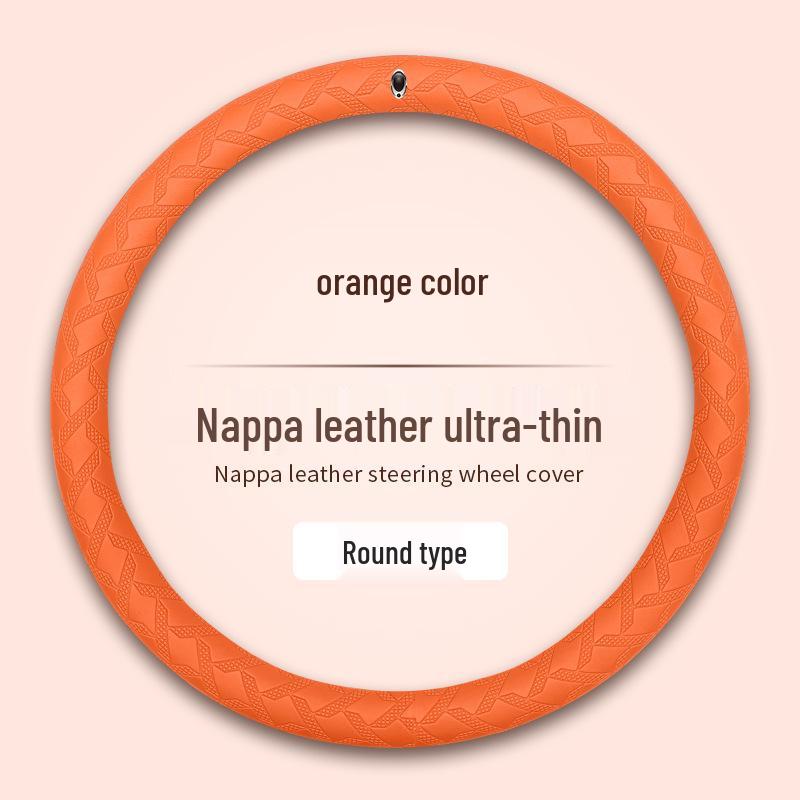 ORA Cat Series Steering Wheel Cover - Non-slip Nappa Leather, Sweat-absorbent, Ultra-thin 3D Texture