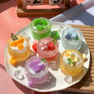 Copo de Milkshake Simulado Brinquedo de Apertar Rebote Lento Auxílio de Foco Relaxamento Mirtilo Manga Banana Pêssego Fruta Milkshake Brinquedo de Alívio de Estresse