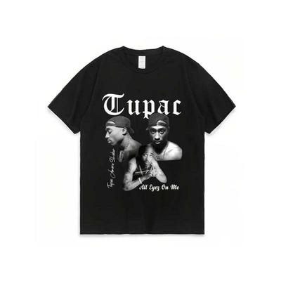 Unisex Black Hip-hop Graphic T-shirt with a Signature Portrait On the Back. High-quality Short-sleeved Casual Unisex T-shirt.
