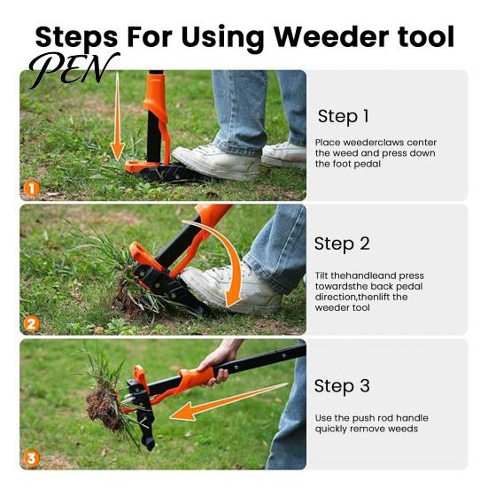 Long Handled Weed Puller Stand Up Puller, Handle 4-Claw Weeding Tool, Easy-Eject Mechanism, Garden Tool for Seniors Hand Weeder Lawn, Remove