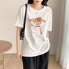 Women's Casual Short Sleeve T-Shirt Cute Cartoon Bear Print Loose Crew Neck Summer Basic Tee Top