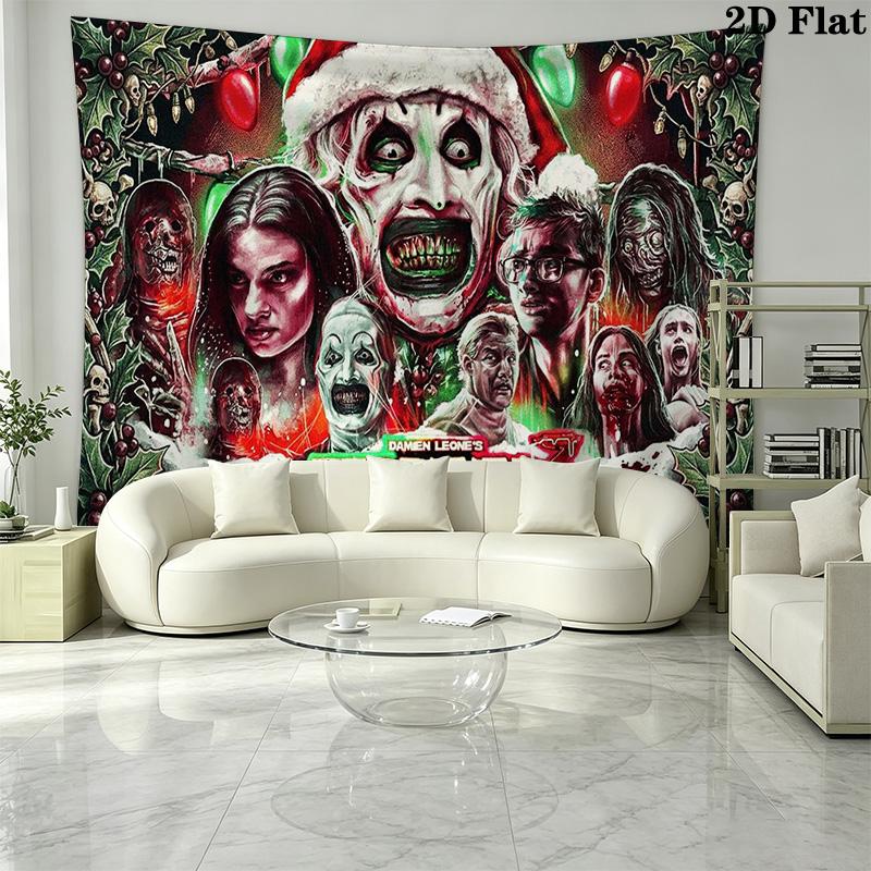 Terrifier Horror Wall Tapestry Aesthetic Wall Hanging Printed Fabric Blanket Decorative Tapestries for Bedroom Living Room Home Decor