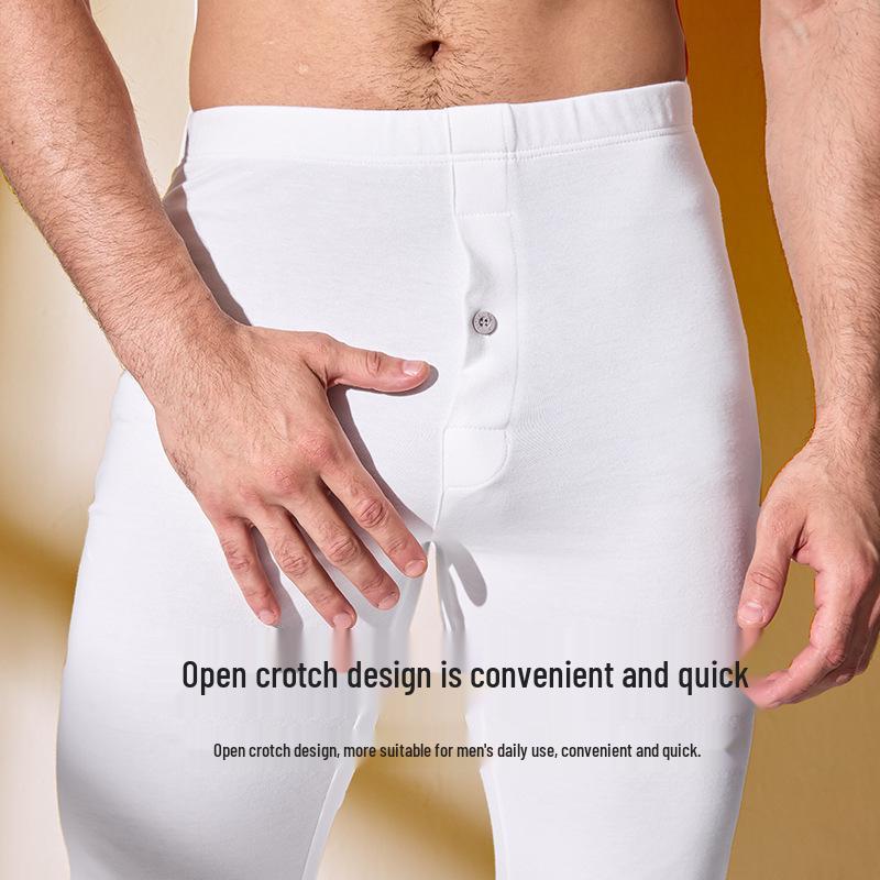 Izmene lungi subțiri din flanel antibacteriană din bumbac 100% pentru bărbați, culoare uni (Toamnă/Iarnă 2025)