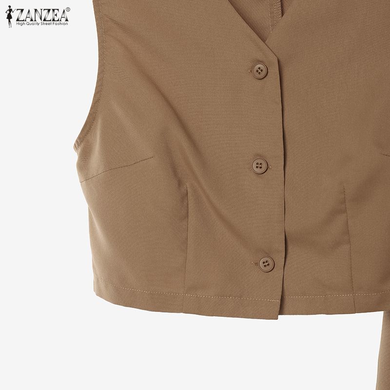 ZANZEA Women Sleeveless Vest Tops and Wide Leg Pants Casual Two Piece Suit Sets