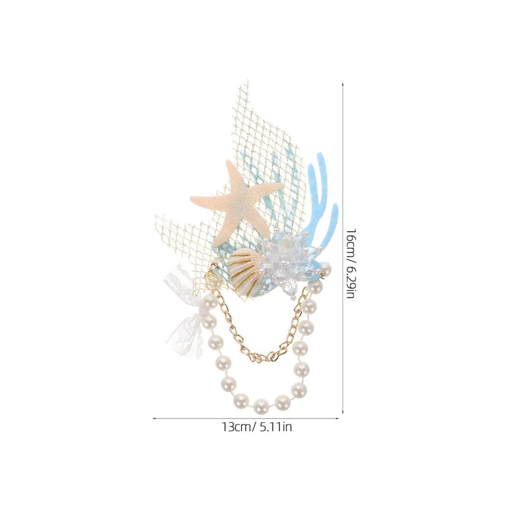 LEDMOMO Hairpin with Pearl and Rhinestone Hair 16 x Perfect for Weddings and Accessory Starfish-Shaped Inlay, Women's Clip, 13cm, Parties,