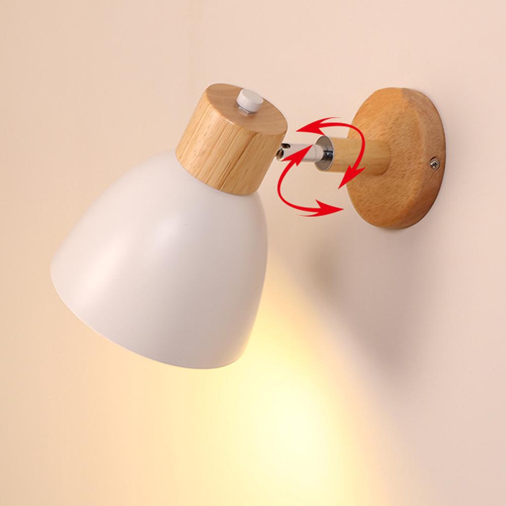 Wooden Nordic Wall Light Modern LED Reading Light Bedside Lamp for Bedroom Living Room Home Decor Fixture