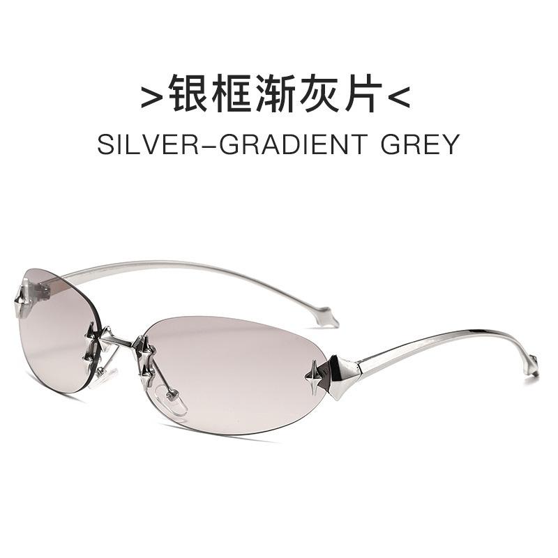 Frameless Oval Metal Sunglasses G Spice Girl Fishbone Wear Street Shooting Stars Cat Eye Sunglasses