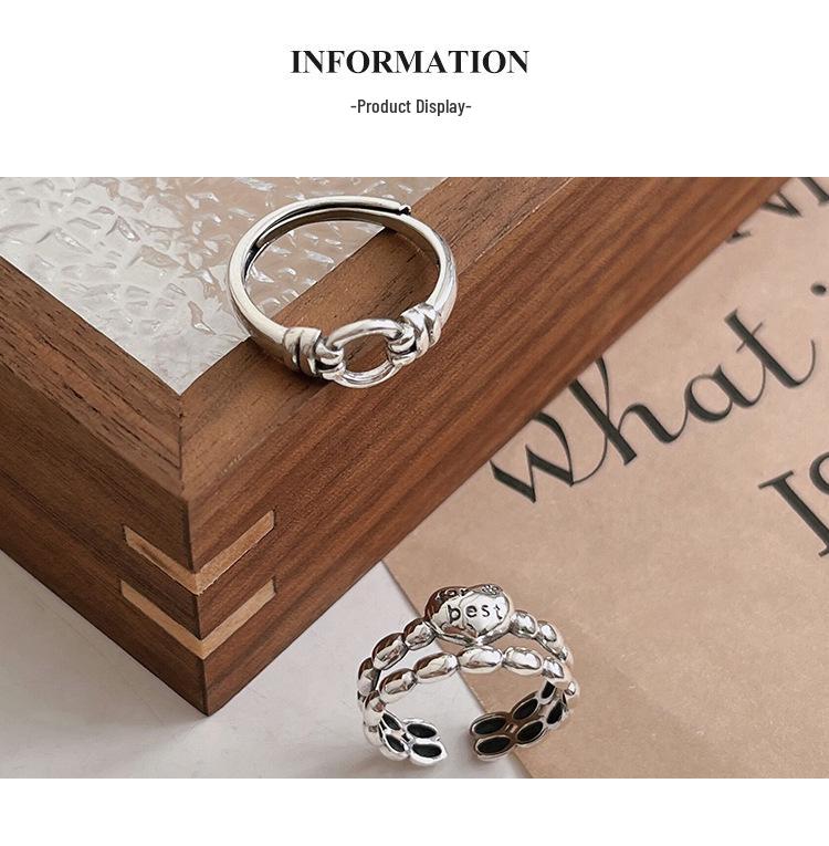 925 Sterling Silver Double-Layer Heart Open Ring for Women, Japanese & Korean Design, Light Luxury, High-End