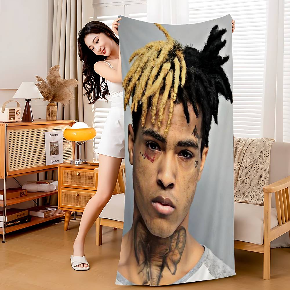 X-XXXTentacions 17 Rapper Anime Beach Swimming Towel Soft Absorbent Washcloth Children's Gifts for Kids Travel Camping Gym