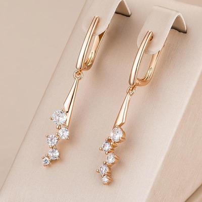 Persönlichkeit Zirkon Quaste Anhänger Ohrringe für Frauen Gold Farbe Einfache Mode Täglichen Schmuck